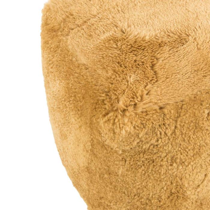Paris Prix Pouf Carré Déco "Peau De Mouton" 45cm Ocre