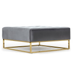 Paris Prix Pouf Carré En Velours "Lakota" 90cm Argent