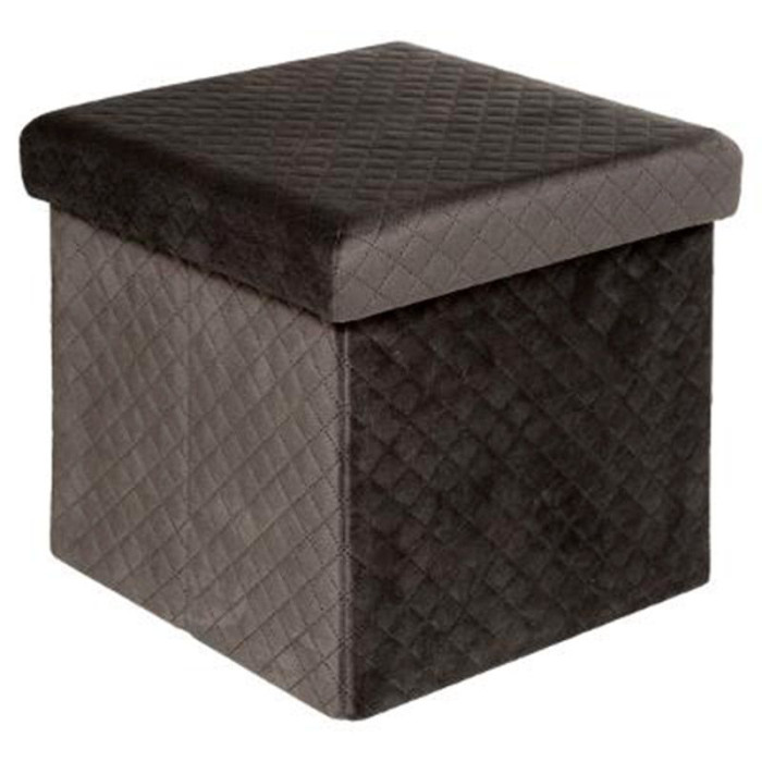 Paris Prix Pouf Carré En Velours "Mix N'Modul" 31cm Gris