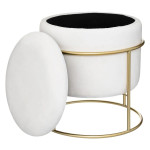 Paris Prix Pouf & Coffre De Rangement "Eliane" 44cm Ivoire