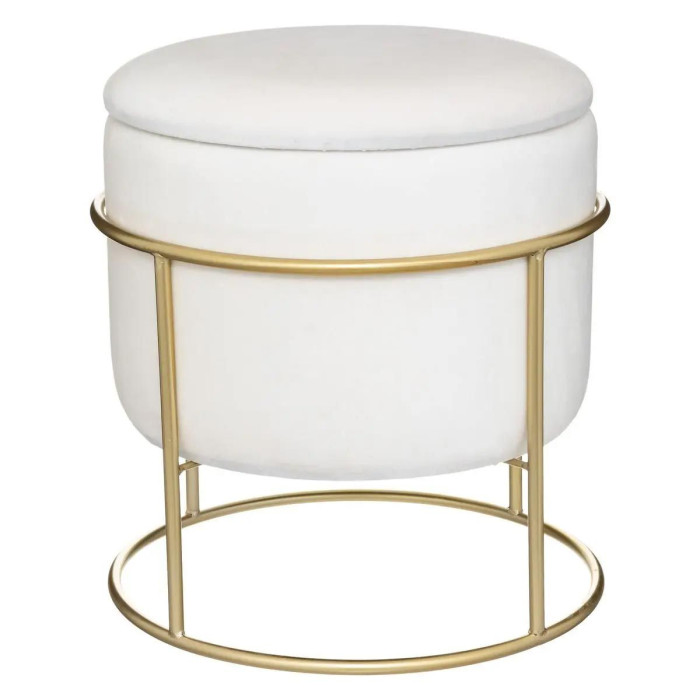 Paris Prix Pouf & Coffre De Rangement "Eliane" 44cm Ivoire