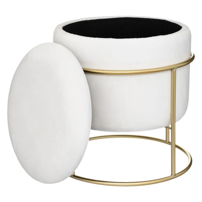 Paris Prix Pouf & Coffre De Rangement "Eliane" 44cm Ivoire