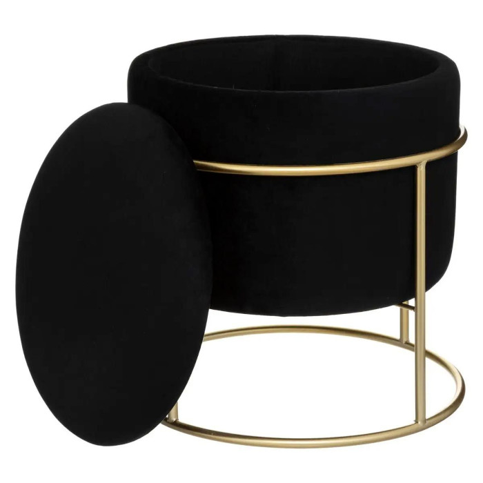 Paris Prix Pouf & Coffre De Rangement "Eliane" 44cm Noir
