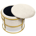 Paris Prix Pouf & Coffre De Rangement "Gorin" 43cm Beige