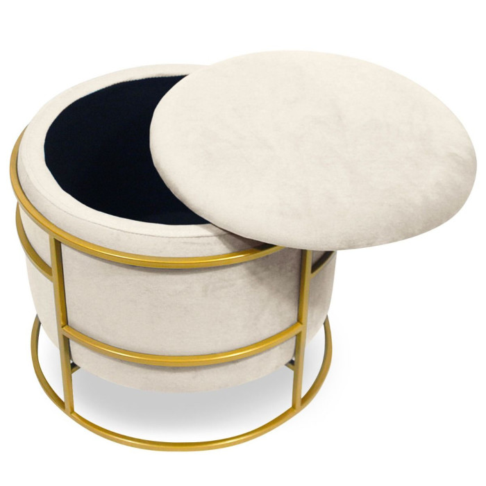 Paris Prix Pouf & Coffre De Rangement "Gorin" 43cm Beige