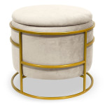 paris prix Pouf & Coffre de Rangement "Gorin" 43cm Beige