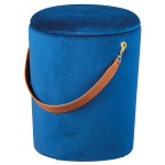paris prix Pouf Coffre en Velours à Sangle "Yola" 45cm Bleu