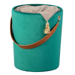 Paris Prix Pouf Coffre En Velours à Sangle "Yola" 45cm Vert