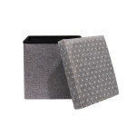Paris Prix Pouf Coffre Pliable à Motifs "Anto" 37cm Gris & Blanc