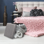 Paris Prix Pouf Coffre Pliable à Motifs "Anto" 37cm Gris & Blanc