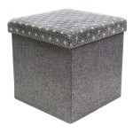 paris prix Pouf Coffre Pliable à Motifs "Anto" 37cm Gris & Blanc