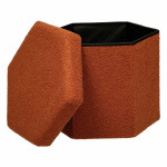 Paris Prix Pouf Coffre Pliable Bouclette "Jaiko" 46cm Ambre