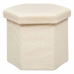 paris prix Pouf Coffre Pliable Bouclette "Jaiko" 46cm Ivoire