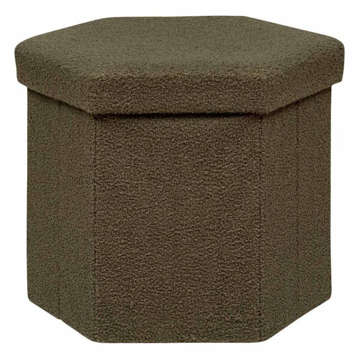 Paris Prix Pouf Coffre Pliable Bouclette "Jaiko" 46cm Kaki