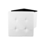 Paris Prix Pouf Coffre Pliable Capitonné "Cesaro" 37cm Blanc