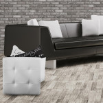 Paris Prix Pouf Coffre Pliable Capitonné "Cesaro" 37cm Blanc