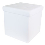 paris prix Pouf Coffre Pliable Capitonné "Cesaro" 37cm Blanc