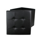 Paris Prix Pouf Coffre Pliable Capitonné "Cesaro" 37cm Noir