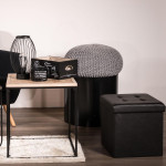 Paris Prix Pouf Coffre Pliable Capitonné "Cesaro" 37cm Noir