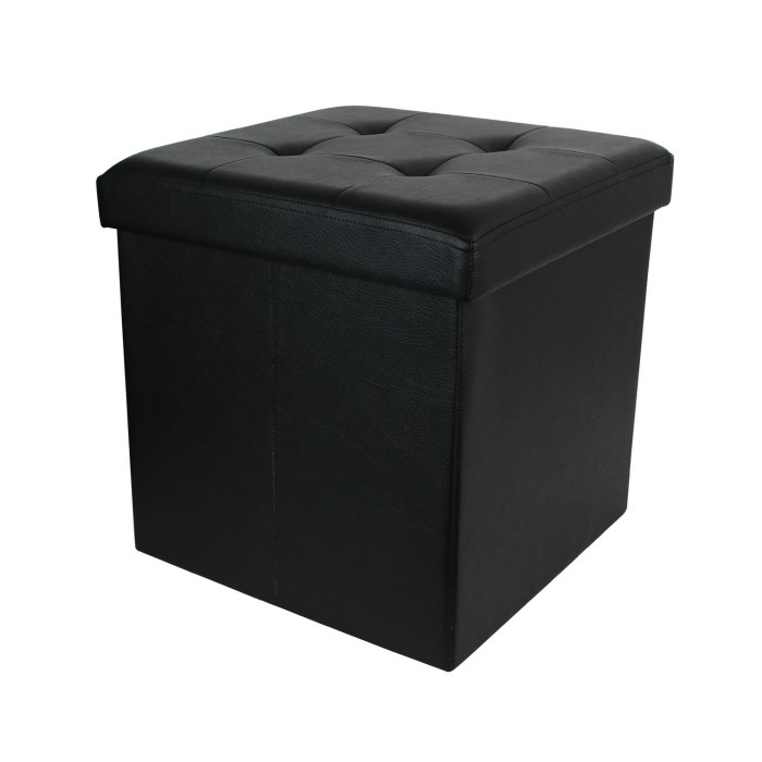 Paris Prix Pouf Coffre Pliable Capitonné "Cesaro" 37cm Noir