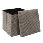 Paris Prix Pouf Coffre Pliable Côtelé "Scott" 38cm Taupe