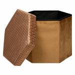 Paris Prix Pouf Coffre Pliable En Velours "Jiling" 46cm Caramel