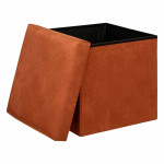 Paris Prix Pouf Coffre Pliable En Velours "Lilou" 38cm Ambre