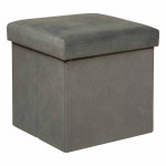 paris prix Pouf Coffre Pliable en Velours "Lilou" 38cm Gris