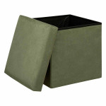 Paris Prix Pouf Coffre Pliable En Velours "Lilou" 38cm Kaki