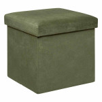 paris prix Pouf Coffre Pliable en Velours "Lilou" 38cm Kaki