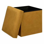 Paris Prix Pouf Coffre Pliable En Velours "Lilou" 38cm Ocre