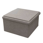 Paris Prix Pouf Coffre Pliable En Velours "Table" 76cm Gris