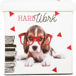 Paris Prix Pouf Coffre Pliable "Hard Work" 38cm Rouge
