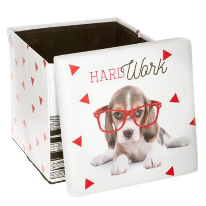 Paris Prix Pouf Coffre Pliable "Hard Work" 38cm Rouge