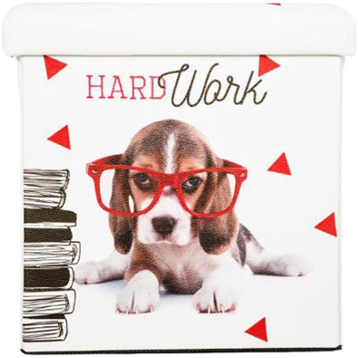 Paris Prix Pouf Coffre Pliable "Hard Work" 38cm Rouge
