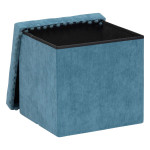 Paris Prix Pouf Coffre Pliable "Mémo" 40cm Bleu Canard