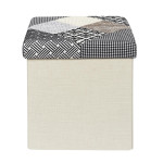Paris Prix Pouf Coffre Pliable "Patchwork" 38cm Greige