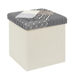 paris prix Pouf Coffre Pliable "Patchwork" 38cm Greige