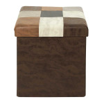 Paris Prix Pouf Coffre Pliable Patchwork "Loic" 38cm Marron