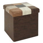 paris prix Pouf Coffre Pliable Patchwork "Loic" 38cm Marron