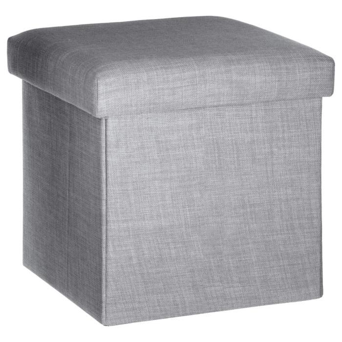 Paris Prix Pouf Coffre Pliable "Tomaz" 38cm Gris Clair
