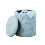 Paris Prix Pouf De Rangement Capitonné "Elio" 40cm Bleu
