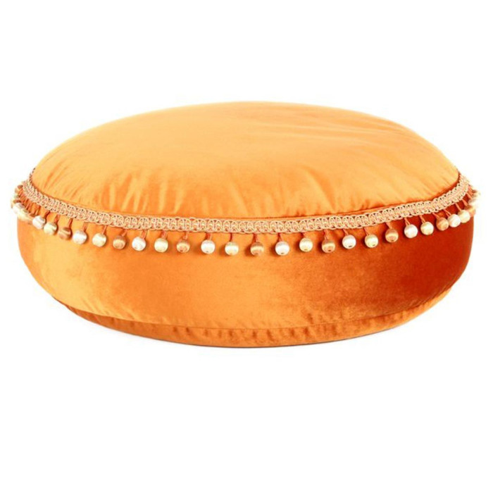 Paris Prix Pouf Déco à Pompons "Taj Mahal" 65cm Bronze