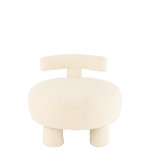 Paris Prix Pouf Design Avec Dossier "Bouclette" 52cm Blanc