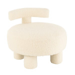 paris prix Pouf Design avec Dossier "Bouclette" 52cm Blanc