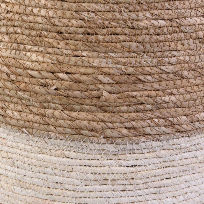 Paris Prix Pouf Design "Blue Lagoon" 41cm Naturel & Blanc