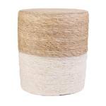 paris prix Pouf Design "Blue Lagoon" 41cm Naturel & Blanc