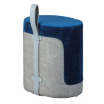 Paris Prix Pouf Design En Velours à Poignée "Laly" 43cm Bleu