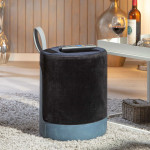 Paris Prix Pouf Design En Velours à Poignée "Laly" 43cm Noir