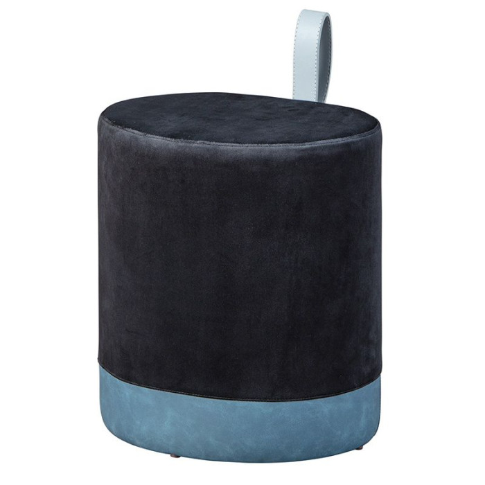 Paris Prix Pouf Design En Velours à Poignée "Laly" 43cm Noir